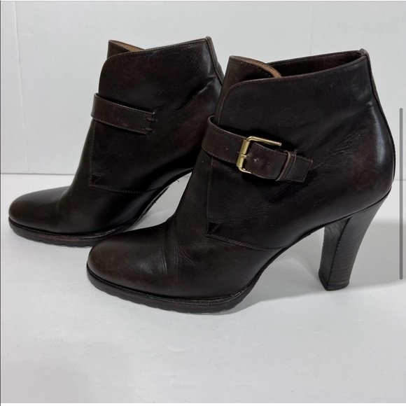 SOLD Ralph Lauren Purple Label Brown Leather Ankle Boots Size 8B - Picture 2 of 4